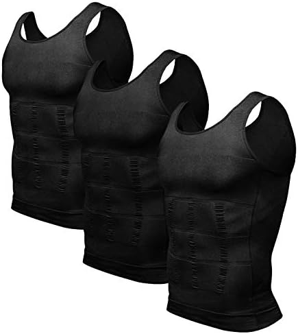 Men's 3 Pack Body Shaper Base Layer Shirt Tummy Shirt